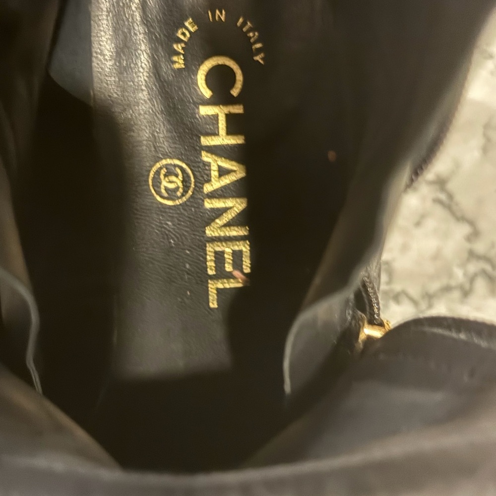 CHANEL Black Quilted Heeled Boots with Gold Accents- 37.5 - Picture 10 of 15